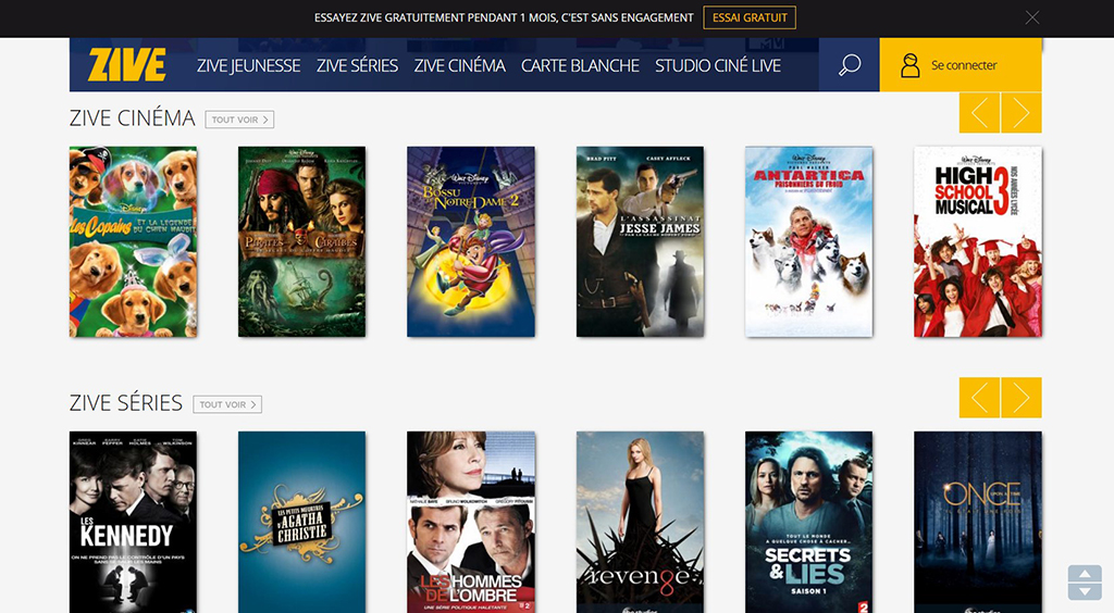Zive - Homepage application PC (Films & séries)