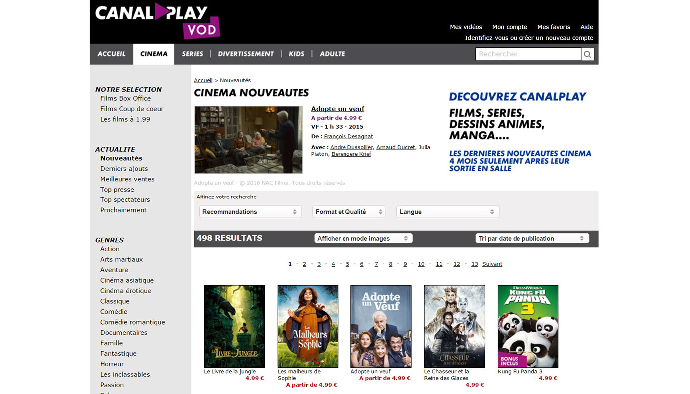 CanalPlay VOD - Section Cinéma