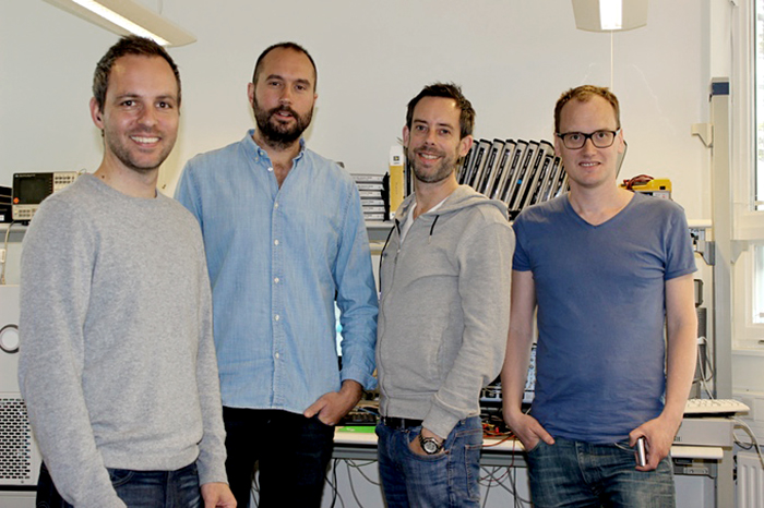 Les fondateurs d'Earin®, de gauche à droite : Olle Lindén, Kiril Trajkovski, Per Sennstrom et Carl Stahl