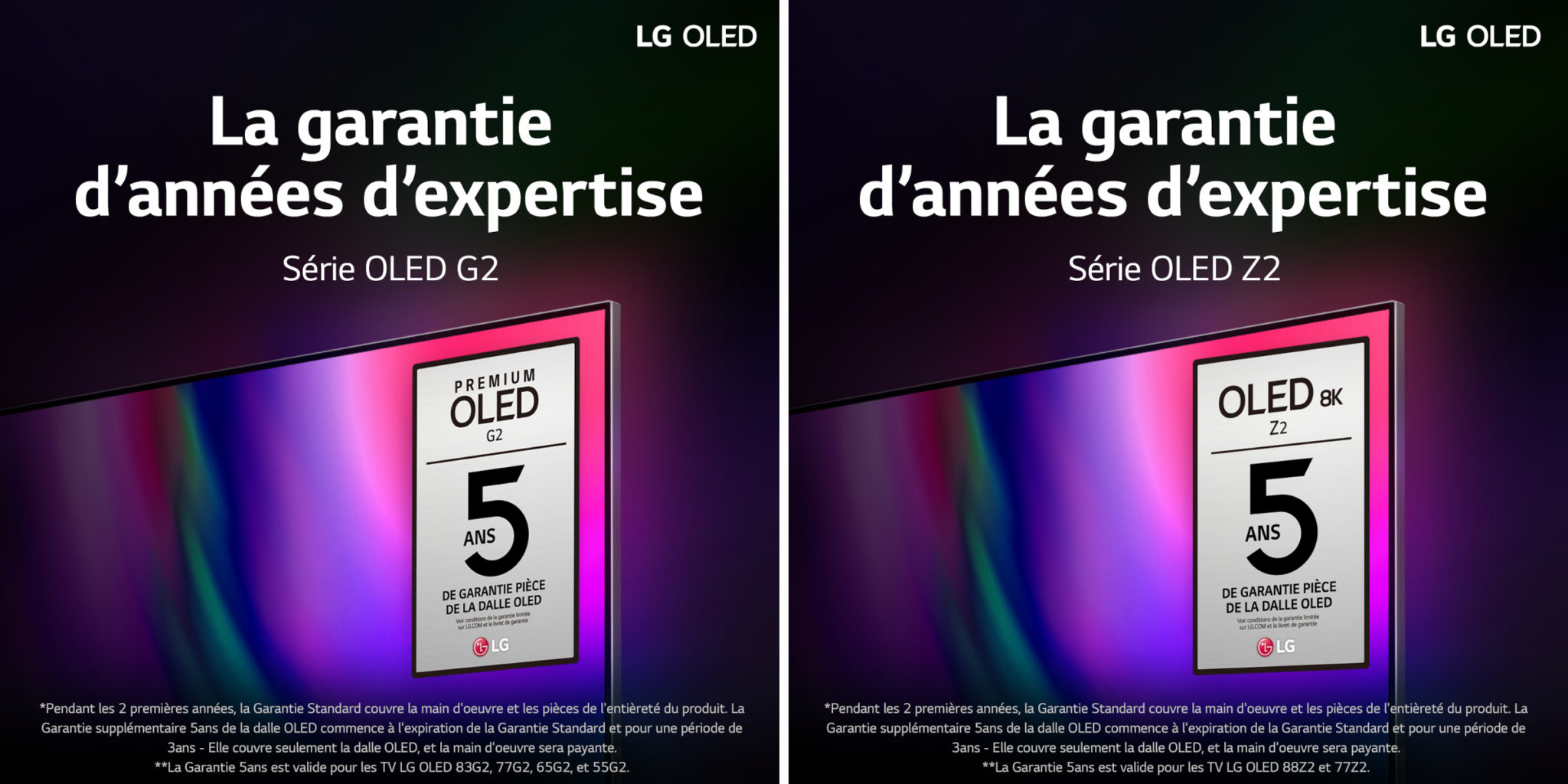 Garantie 5 ans offerte sur les TV LG G2 et Z2 (OLED Evo 2022)