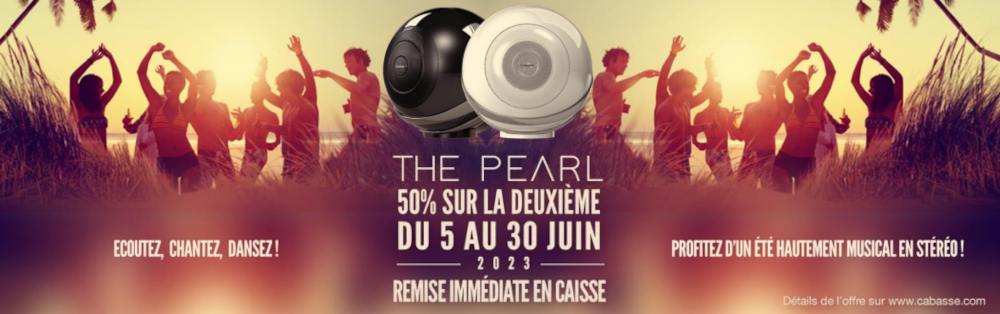 Jusqu'au 30 juin 2023, pour tout achat simultané d'une paire d'enceintes Cabasse The Pearl, bénéficiez d'une remise immédiate de 50% sur la seconde enceinte. 